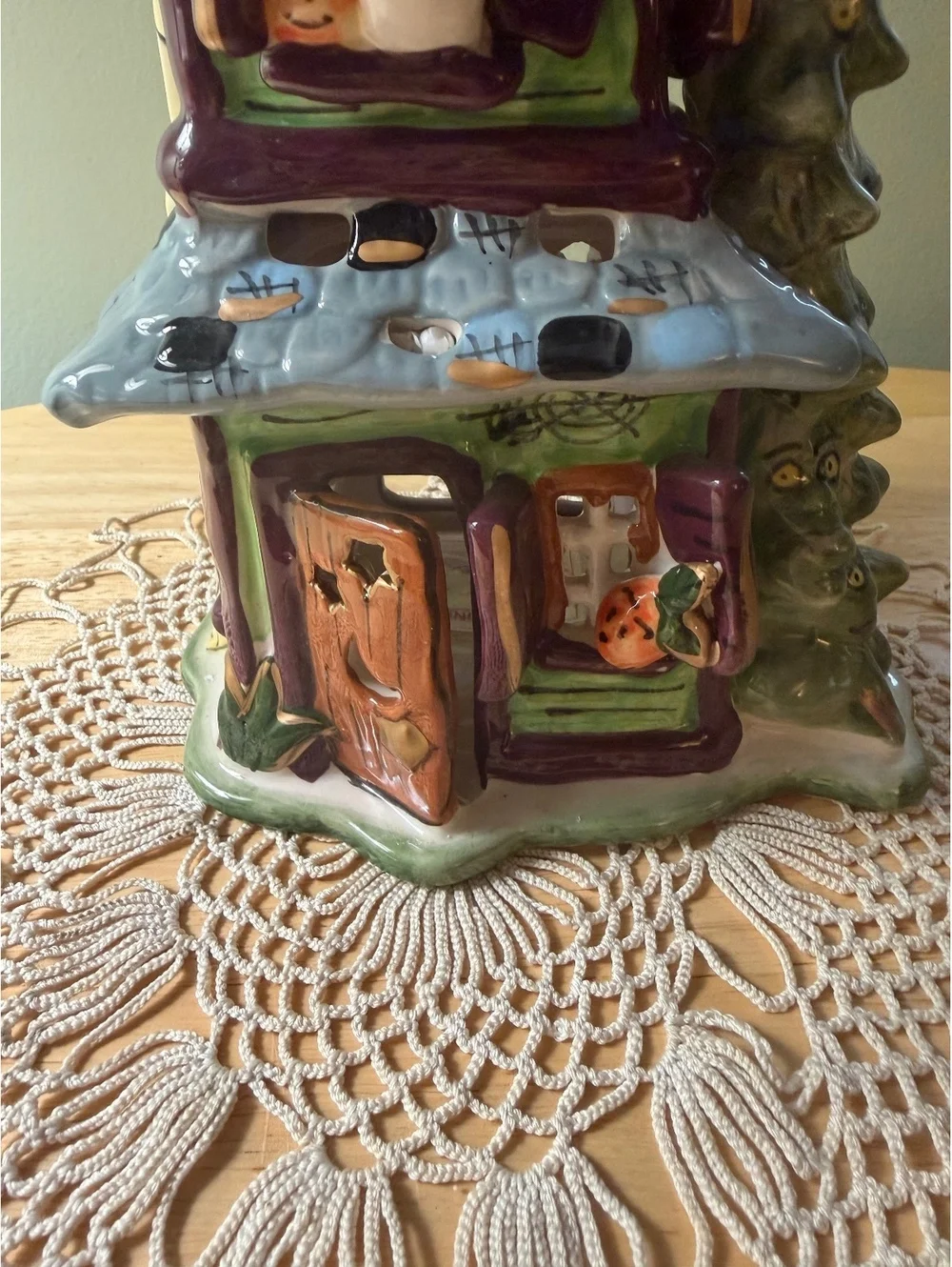 Blue Sky Clayworks Howlin' Mansion Halloween Ceramic Candle Holder